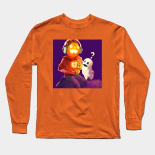 Curious Ghost Investigates a Pumpkin Music Teen Long Sleeve T-Shirt